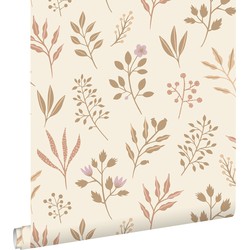 ESTAhome behang bloemmotief in Scandinavische stijl beige - 50 x 900 cm - 139738