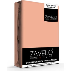 Zavelo Double Jersey Hoeslaken Perzik-1-persoons (90x220 cm)