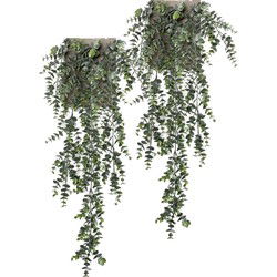 Emerald Kunstplant Eucalyptus - 2x - groen - takken - hangplant - 75 cm - Kunstplanten