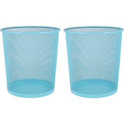 2x stuks kantoor prullenbakken/papiermanden 12 liter blauw - Prullenmanden