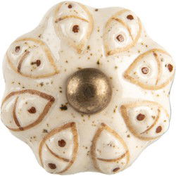 Clayre & Eef Deurknop Ø 4x3 cm Beige Keramiek