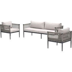 Teramon loungeset - 3-dlg. - c. black - rope taupe - desert sand