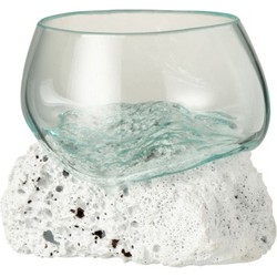 J-Line Vaas Op Voet Lava Gerecycleerd Glass Natuurlijk Wit - Small