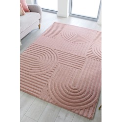 Zen vloerkleed - Japandi - Laagpolig - 100% Wol Modern - Roze - 160 X 230 CM