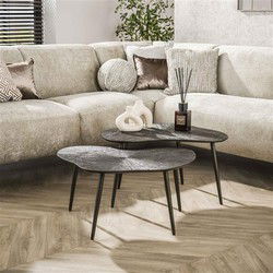 Hoyz Collection - Salontafel Brown Ray Metal Leaf - Brons Donkerbruin - Set van 2