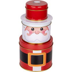 Clayre & Eef Bewaarblik Kerstman Ø 11x21 cm Rood Blik