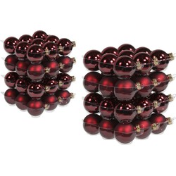 72x stuks glazen kerstballen bordeaux rood 4 en 6 cm mat/glans - Kerstbal