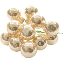 60x Parel mini kerststukjes insteek kerstballetjes 2 cm van glas - Kerststukjes