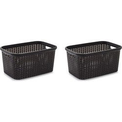 Plasticforte Wasmand - 3x - 35L - bruin - rotan - 53 x 36 x 26 cm - Wasmanden