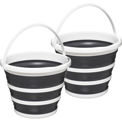 2x 5five emmer - opvouwbaar - wit-grijs - 10 l - 32 x 24 cm - Emmers