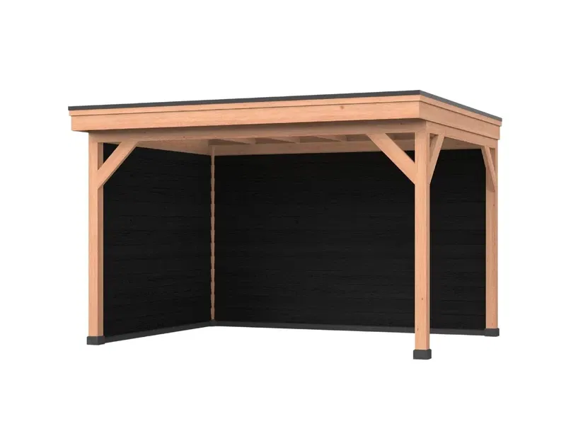 Douglas DIY overkapping, 400 x 300, met achterwand en zijwand, Westwood, zwart gespoten - 