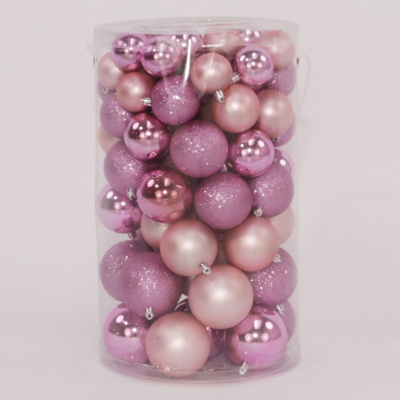 80 Onbreekbare kerstballen mix XL roze classic - 