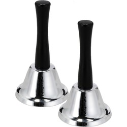 Set van 2x stuks tafelbellen/handbellen zilver 12 cm - Feestdecoratievoorwerp