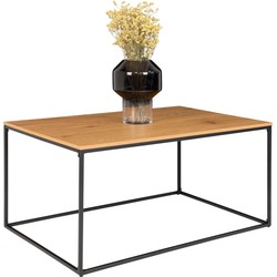 Vita Coffee Table - Coffee table with black frame and oak look top 90x60x45 cm