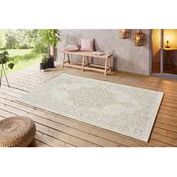 Laagpolig Vintage vloerkleed - Tilos - Binnen en buitenkleed - Beige - 120x170 cm