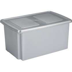 Sunware opslagbox kunststof 51 liter grijs 59 x 39 x 29 cm met deksel - Opbergbox