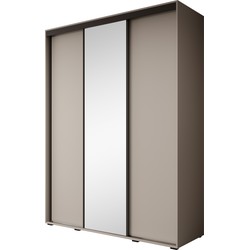 Meubella Kledingkast Delos 3 - Beige - 180 cm - Met spiegel