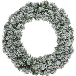 Decoris Kerstkrans - groen/wit - met nepsneeuw - 35 cm - dennenkrans - Kerstkransen