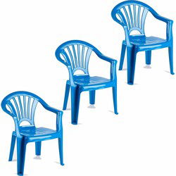 3x stuks kunststof blauw kinderstoeltjes 35 x 28 x 50 cm - Kinderstoelen