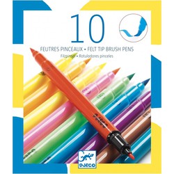 Djeco Djeco kleuren 10 felt tip brush pens - pop