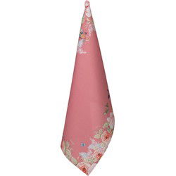 Clayre & Eef Theedoek Roze Katoen Bloemen