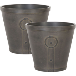 VARI - Bloempot set van 2 - Donkerbruin - 45 cm - Klei-vezelmengsel