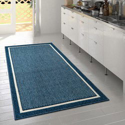 Binnen & Buitenkleed - Vloerkleed Bruliza - Lijstmotief / Kader - Blauw - 80x150 cm