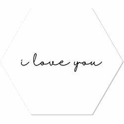 Label2X Muurhexagon i love you wit Dibond - Aanbevolen / 18 x 15 cm - 18 x 15 cm