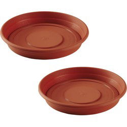 Hega Hogar Bloempot/plantenpot onderschaal - 2x - D43 cm -terra cotta kleur - Plantenpotten