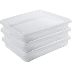 12x Voedsel plastic bewaarbakje laag 1,5 liter transparant 24 x 20 x 5 cm - Vershoudbakjes