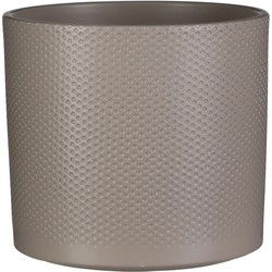 Mica Decorations Bloempot - taupe - relief - keramiek - D23 x H21 cm - Plantenpotten