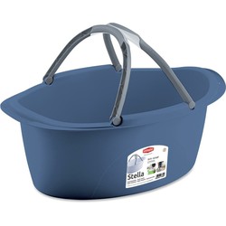 Stefanplast Wasmand/draagmand/teil met hengsel - kunststof - 25 Liter - blauw - 60 x 40 x 25 cm - Emmers