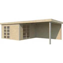 Woodlands blokhut Misaka, met overkapping en aluminium hoekprofiel, 785 x 385 cm