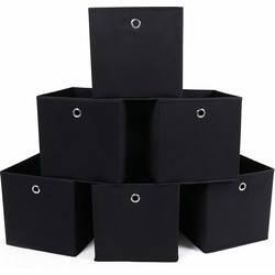 Nancy's 6 Opvouwbare Opbergdozen - Vouwdoos -  Opbergboxen 30 x 30 x 30 cm - Zwart