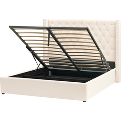 Beliani LUBBON - Tweepersoonsbed-Wit-Fluweel