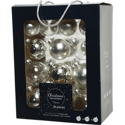 26x stuks glazen kerstballen zilver 5, 6 en 7 cm mat/glans - Kerstbal