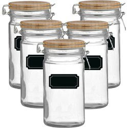 Weckpot/inmaakpot - 10x - 1L - glas - met beugelsluiting - incl. etiketten - Weckpotten