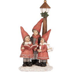 Clayre & Eef Kerstdecoratie Beeld Kinderen Rood Kunststof
