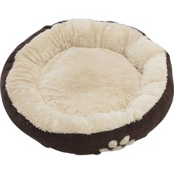 Hondenmand/hondenkussen - huisdieren - rond - dia 58 cm - bruin/beige - polyester - Dierenmanden