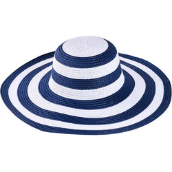 Decopatent - Zonnehoed Dames - Zomerhoed - Strohoed UV - Strandhoed Hoofddeksel met Brede rand - Hoed voor Volwassenen - Kleur: Blauw / Wit