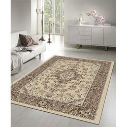 Nain Klassiek Medaillon - Laagpolig Oosters Vloerkleed - Vintage Tapijt - Creme- 280x380CM