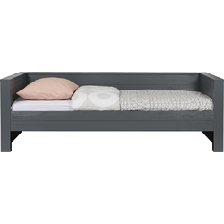 WOOOD Dennis Bedbank Excl Lade - Grenen - Staal Grijs - 219x73x101