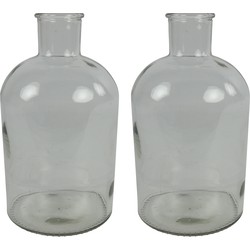 Countryfield vaas - 2x stuks - helder glas - fles - D14 x H27 cm - Vazen