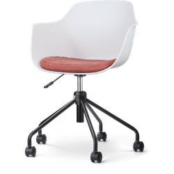 Nout-Liz bureaustoel wit met terracotta rood zitkussen - zwart onderstel