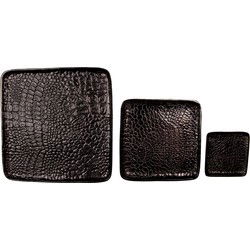 Clayre & Eef Decoratie Dienblad Set van 3 Zwart Aluminium
