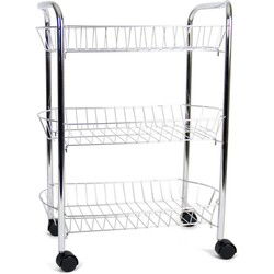 Keukentrolley - zilver - metaal - 63 cm - verchroomd - met manden - Opberg trolley