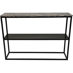 HSM Collection-Wandtafel Marseille-120x32x85-Bruin/Zwart-Marmer/Metaal