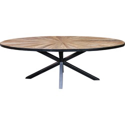 Eettafel cleme - zwart/iepenhout - ovaal - 220x110x77cm - PTMD