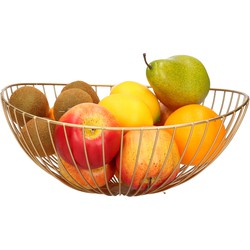 Metalen fruitmand/fruitschaal goud rond 31 x 13 x 28 cm - Fruitschalen