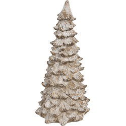 Clayre & Eef Decoratie Beeld Kerstboom Beige Wit Kunststof